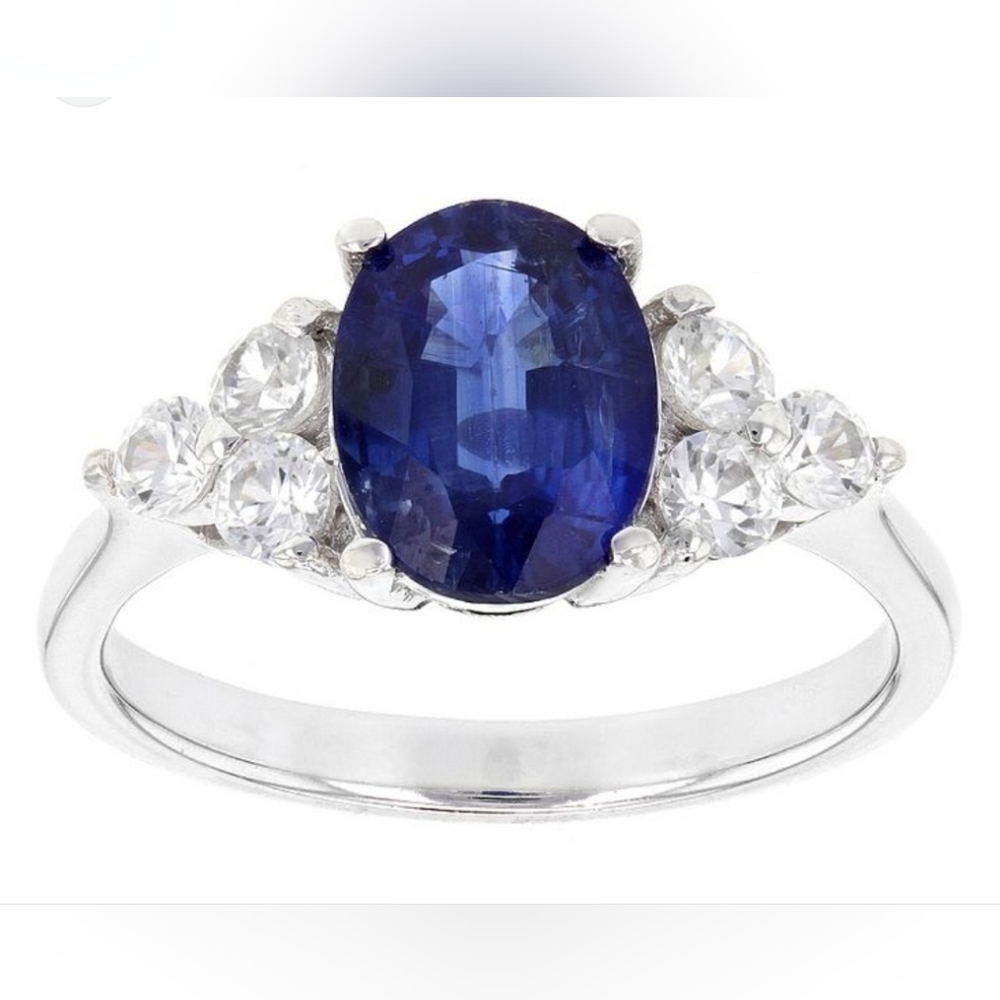 Exquisite Blue Kyanite & White Zircon Ring in Sterling Silver Size 8! 💙 - Picture 3 of 10